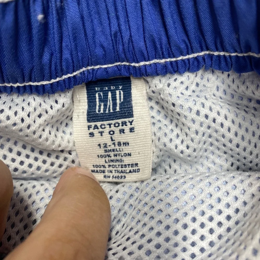 Baby Gap Factory Blue Red Hibiscus Floral Swim Trunks Boys 12-18M Vintage 2002